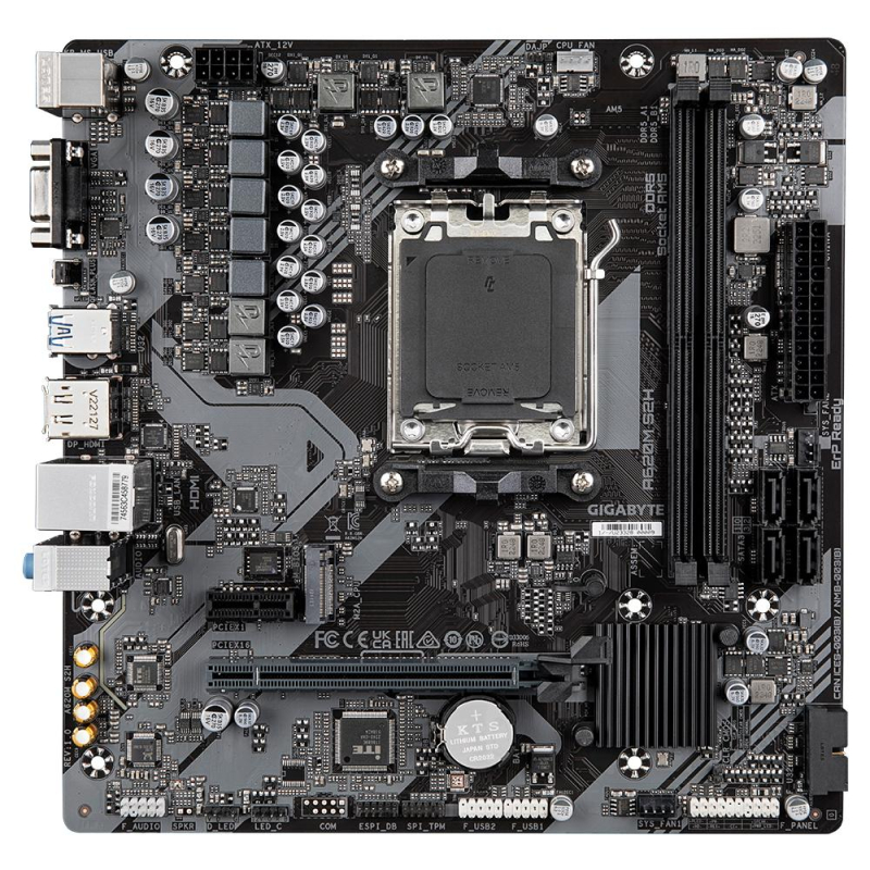 Материнская плата Gigabyte A620M S2H, sAM5,  A620, 2xDDR5, mATX - фото 2