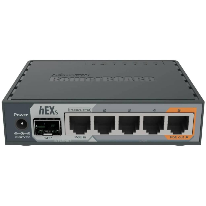 Маршрутизатор MikroTik hEX S RB760iGS 5х 1G RJ45, SFP, USB, MicroSD, PoE - фото 1