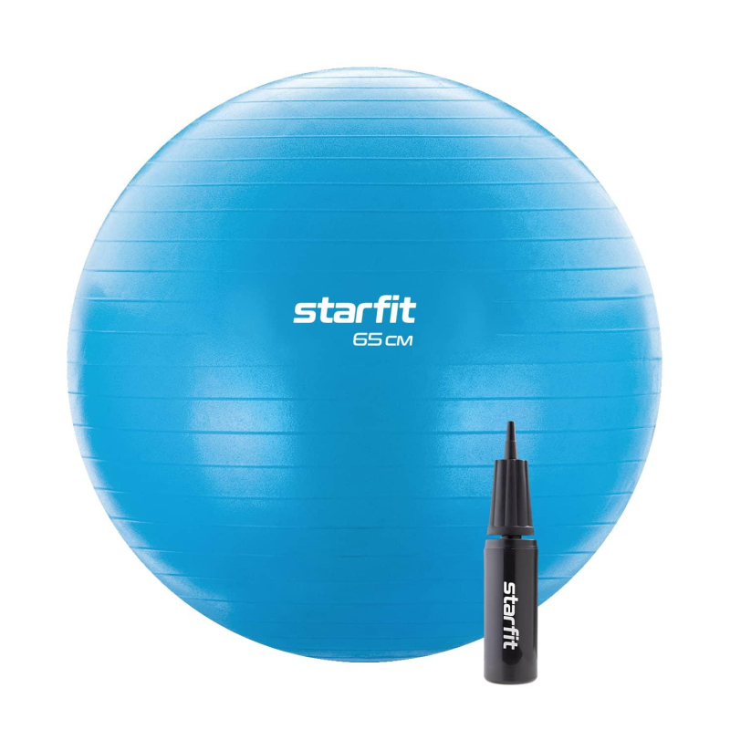 Фитбол STARFIT GB-109 65см,1000гр антивзрыв,с ручн насосом,син,УТ-00020819 - фото 1