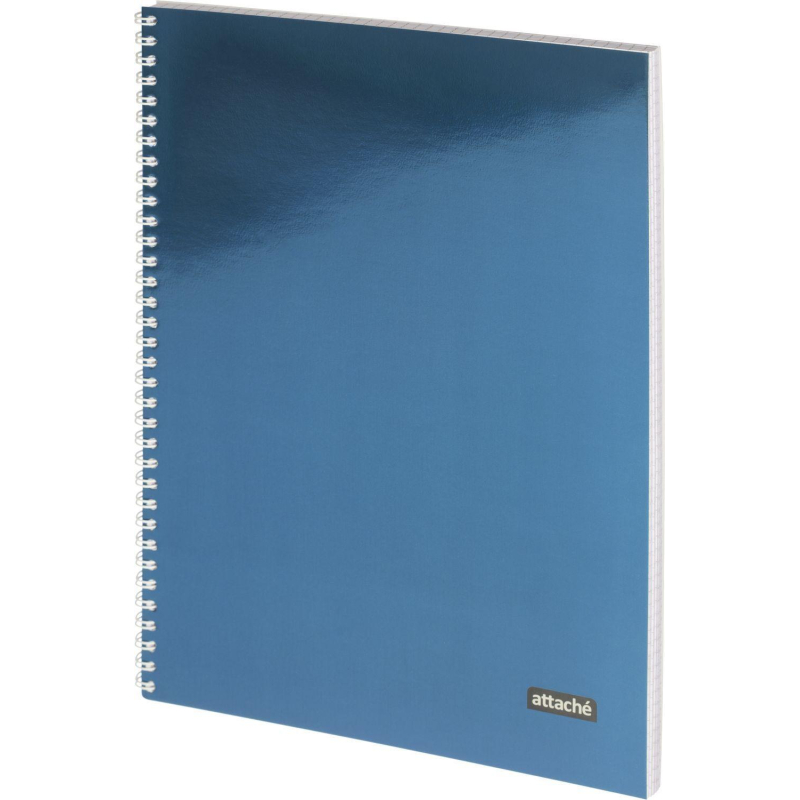 Тетрадь общая А4 96л Attache Metallic Синий клетка, греб, картон, фольга - фото 2