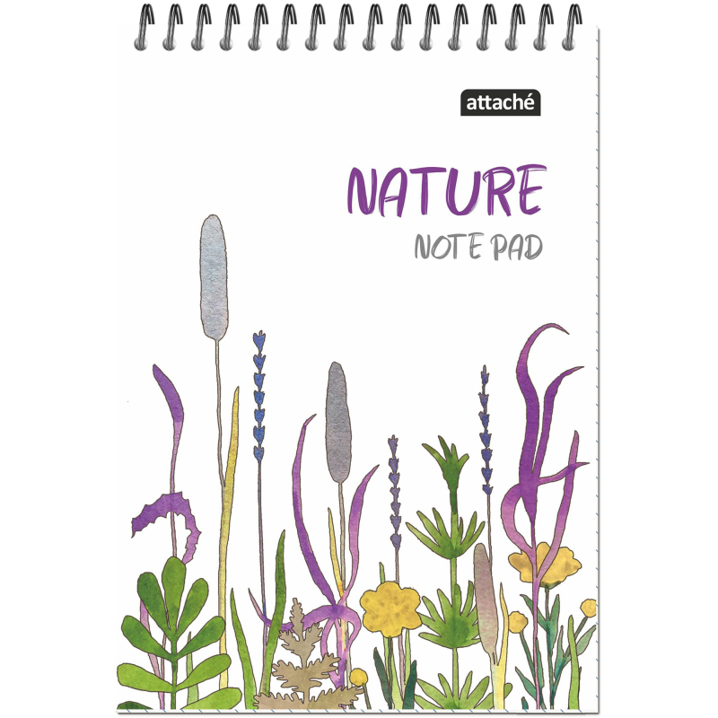 Блокнот А5 60л Attache Nature White flowers клет,65г,100%,греб,карт,ВД-лак - фото 1