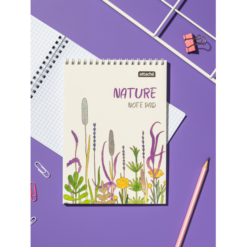 Блокнот А5 60л Attache Nature White flowers клет,65г,100%,греб,карт,ВД-лак - фото 6