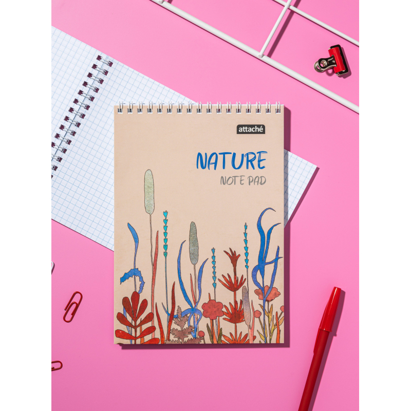 Блокнот А5 60л Attache Nature Beige flowers клет,65г,100%,греб,карт,ВД-лак - фото 6