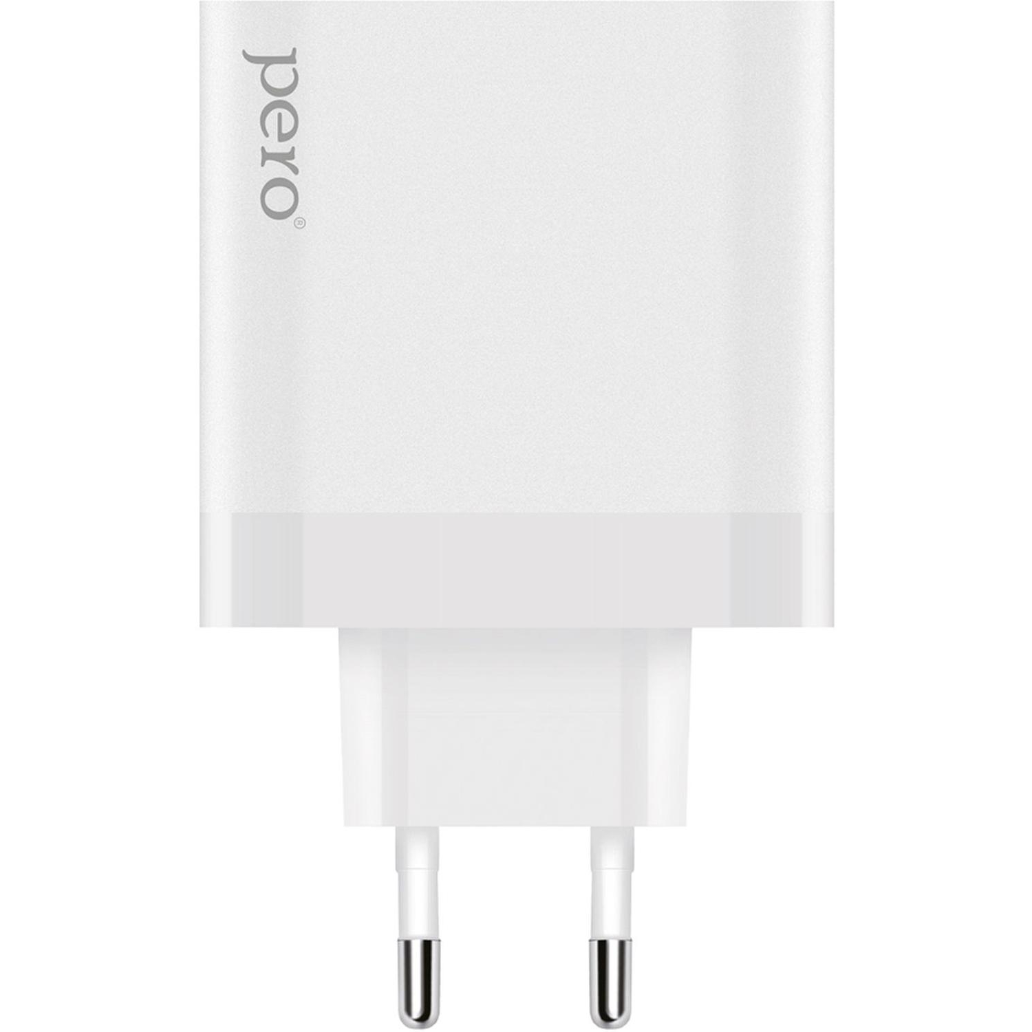 Зарядное устройство сетевое PERO TC14 USB-A QC3.0 + 2х USB-C PD, 48W белый - фото 2