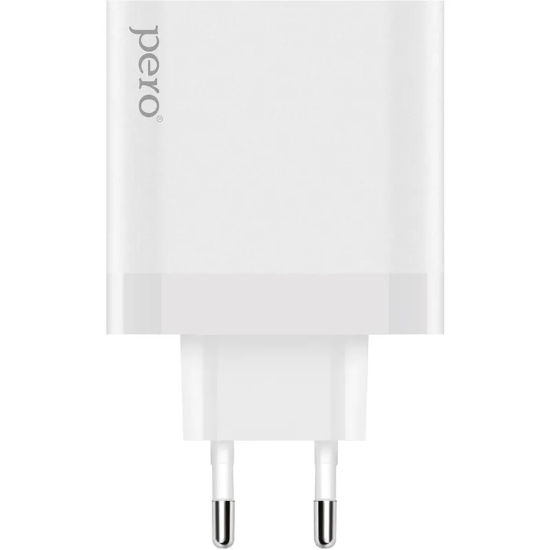 Зарядное устройство сетевое PERO TC17 USB-A QC 3.0 + 2х USB-C PD, 65W белый - фото 2