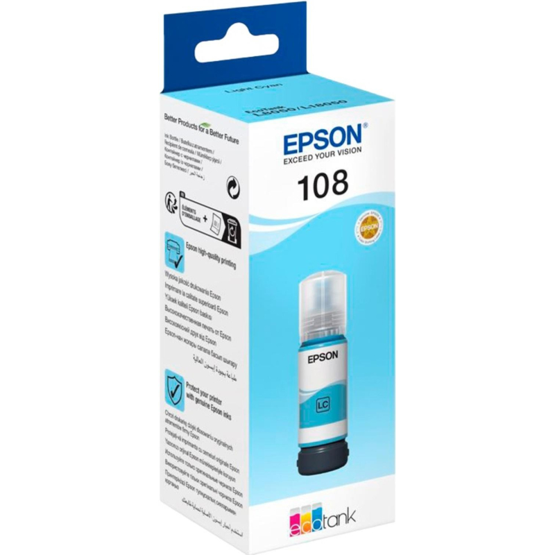 Чернила Epson 108 EcoTank Ink C13T09C54A для Epson L8050, Light Cyan 70ml - фото 1