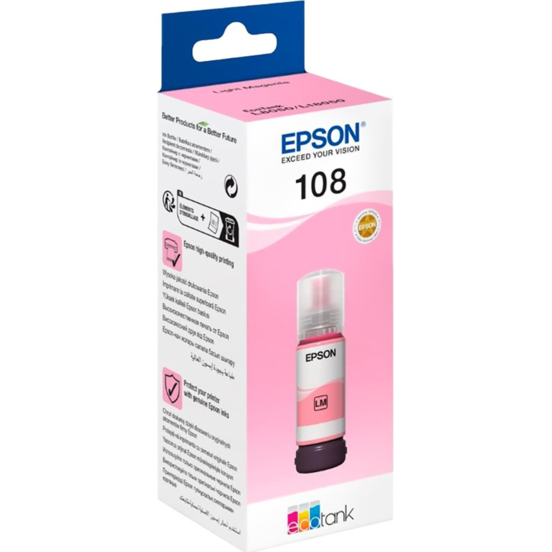 Чернила Epson 108 EcoTank Ink C13T09C64A для Epson L8050,Light Magenta 70ml - фото 1