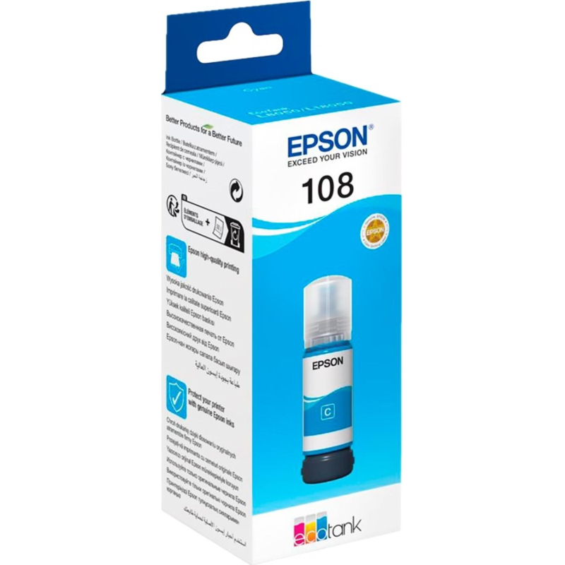Чернила Epson 108 EcoTank Ink C13T09C24A для Epson L8050/L18050, Cyan 70ml - фото 1