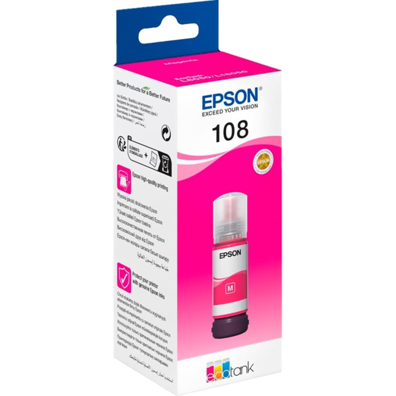 Чернила Epson 108 EcoTank Ink C13T09C34A для EpsonL8050/L18050,Magenta 70ml - фото 1