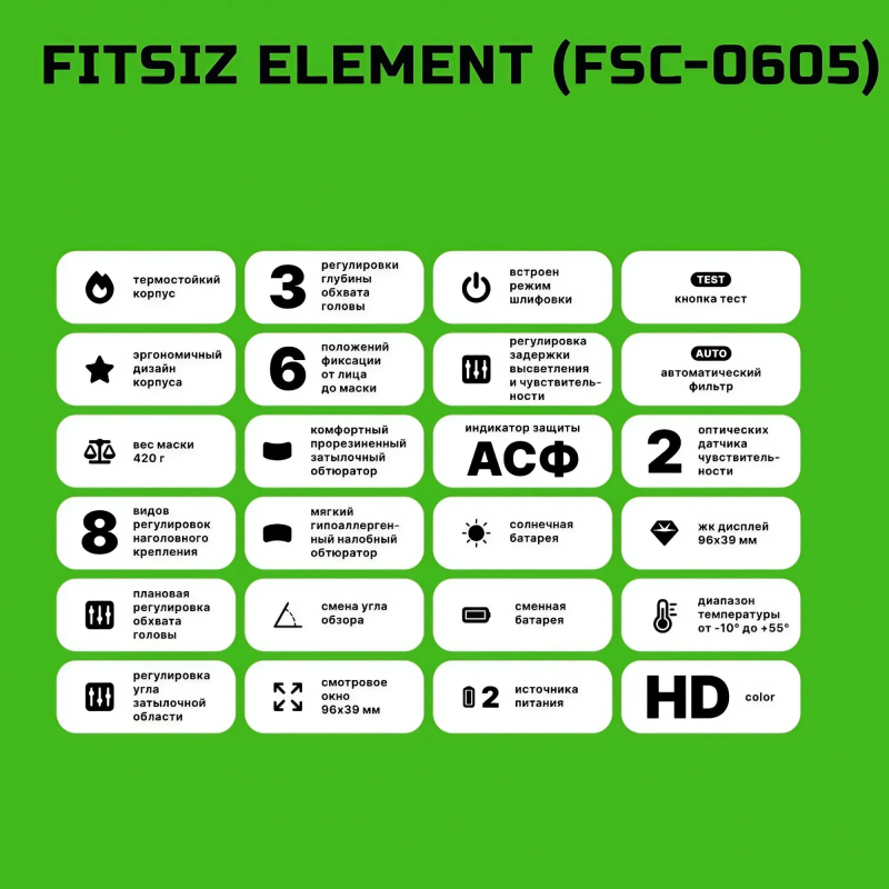 Маска сварщика хамелеон FITSIZ ELEMENT (FSC-0605/FS05) - фото 3