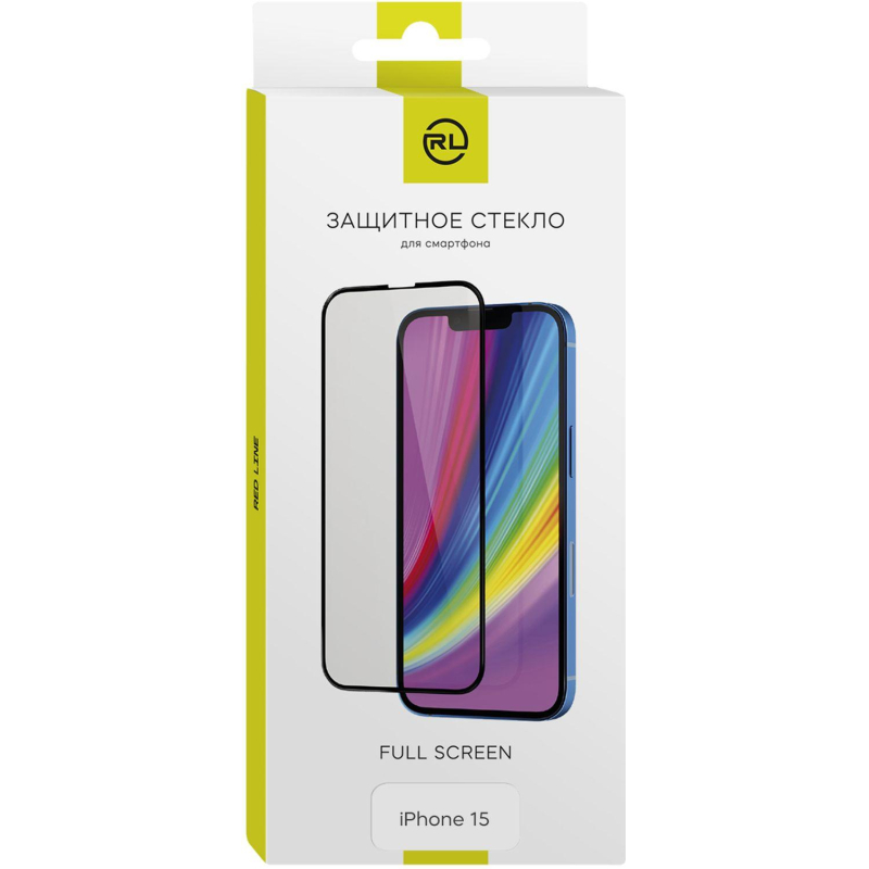 Защитное стекло Red Line iPhone 15 FULL GLUE черный - фото 1