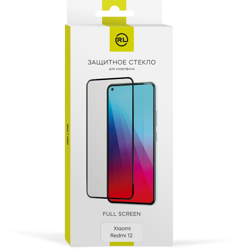 Защитное стекло Red Line Xiaomi Redmi 12 FULL GLUE черный - фото 1