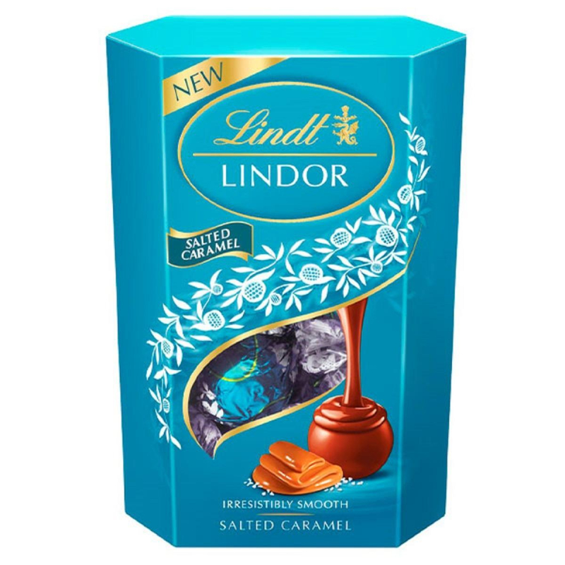 Конфеты LINDOR из молочного шоколада с солью и карамельной нач пралине,200г - фото 1