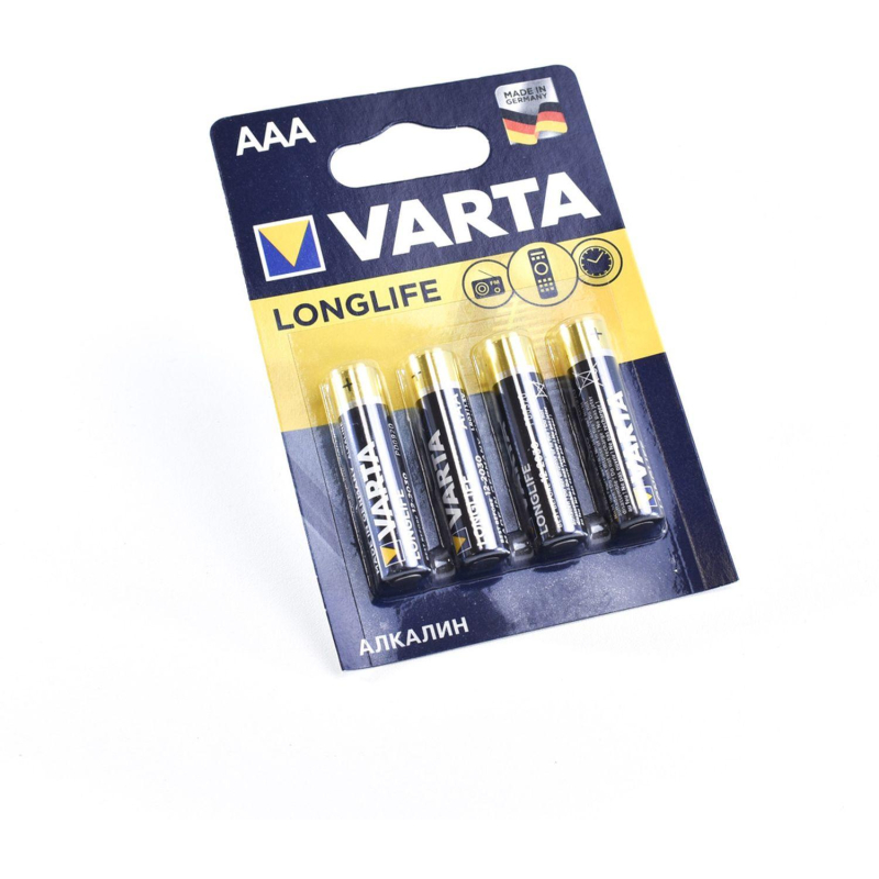 Батарейка Varta LONGLIFE LR03 AAA 4шт/бл Alkaline 1.5V (4103) (04103101414) - фото 2