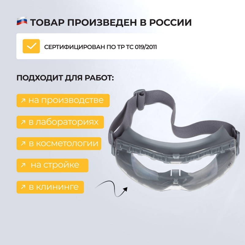 Очки защитные закрытые панорамые с увелич линзой I-PROTECT PRO (ОЧК901) - фото 9
