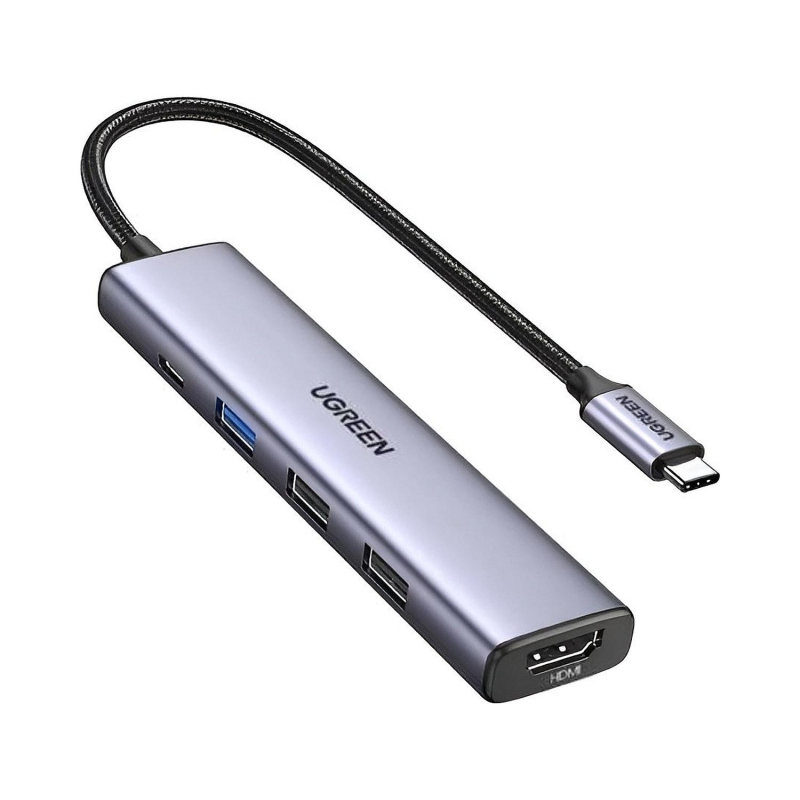Разветвитель USB UGREEN CM478 (15495) USB-C To HDMI+USB3.0+USB2.0+PD,серебр - фото 1