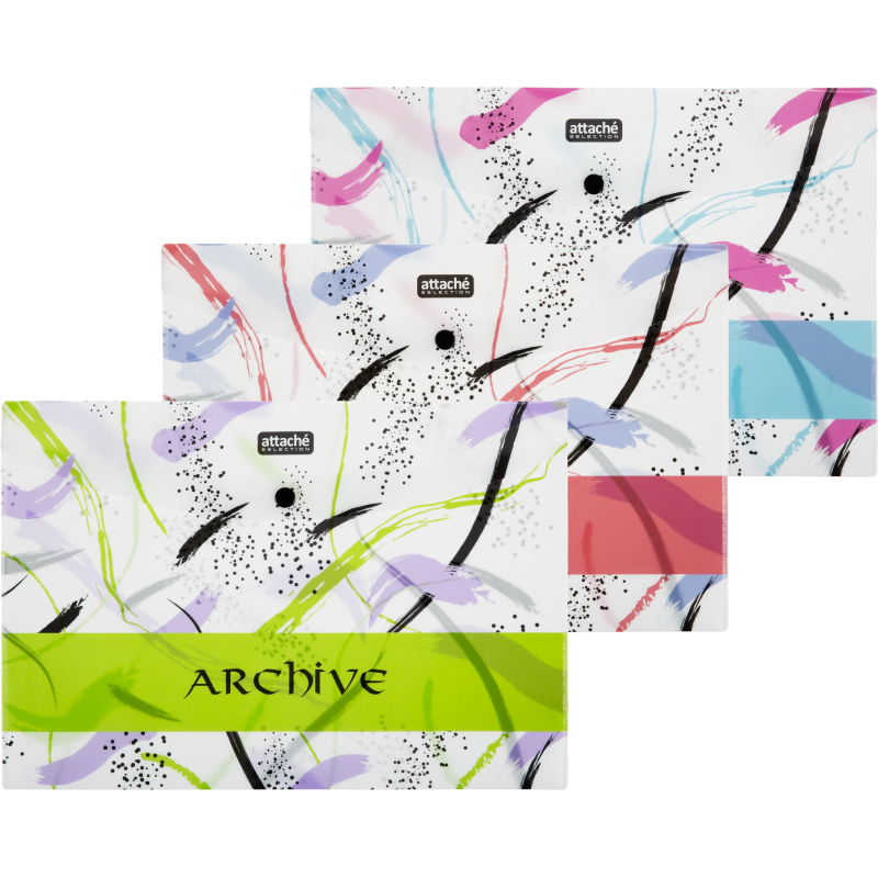Папка-конверт на кнопке A4 Attache Archive 180 мкм, 3 шт/уп - фото 1