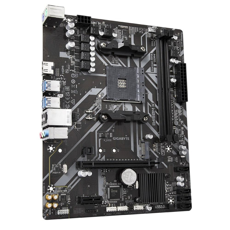 Материнская плата Gigabyte B450M K, Socket AM4, AMD B450, 2xDDR4-2933 mATX - фото 1