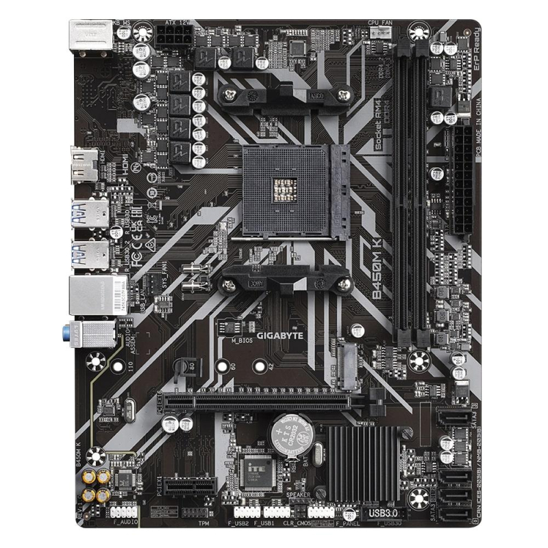 Материнская плата Gigabyte B450M K, Socket AM4, AMD B450, 2xDDR4-2933 mATX - фото 2