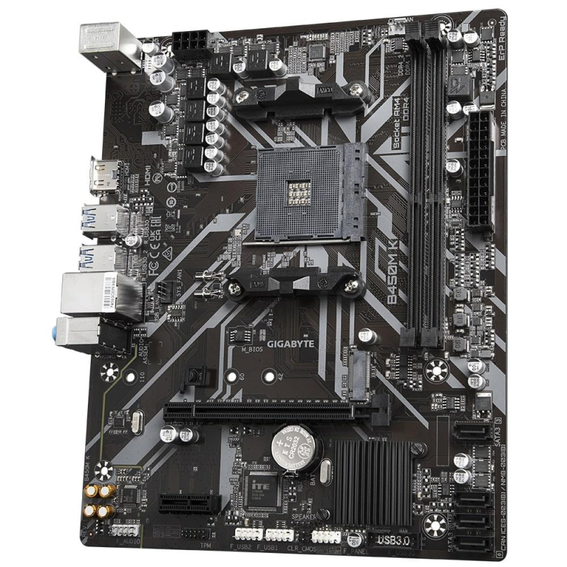 Материнская плата Gigabyte B450M K, Socket AM4, AMD B450, 2xDDR4-2933 mATX - фото 4