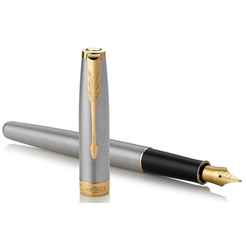 Ручка перьевая Parker Sonnet Stainless Steel GT черн,1мм,кор 1931505 - фото 2