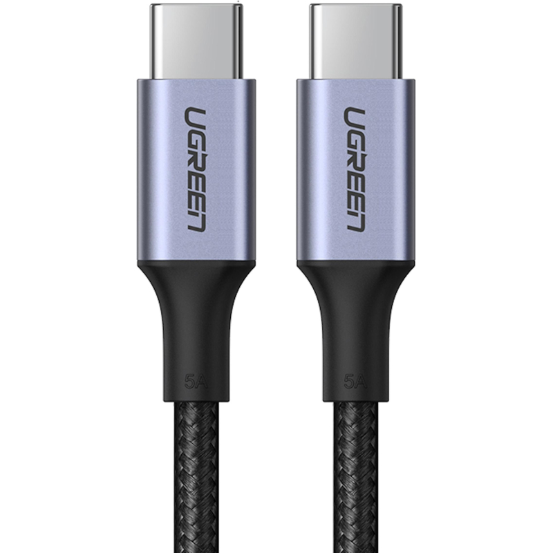 Кабель UGREEN USB C PD 100 Вт, в оплетке, черный. 1м (70427) - фото 1