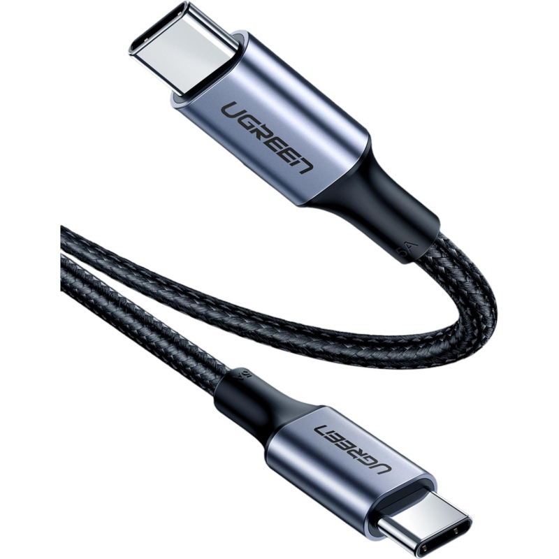 Кабель UGREEN USB C PD 100 Вт, в оплетке, черный. 1м (70427) - фото 2