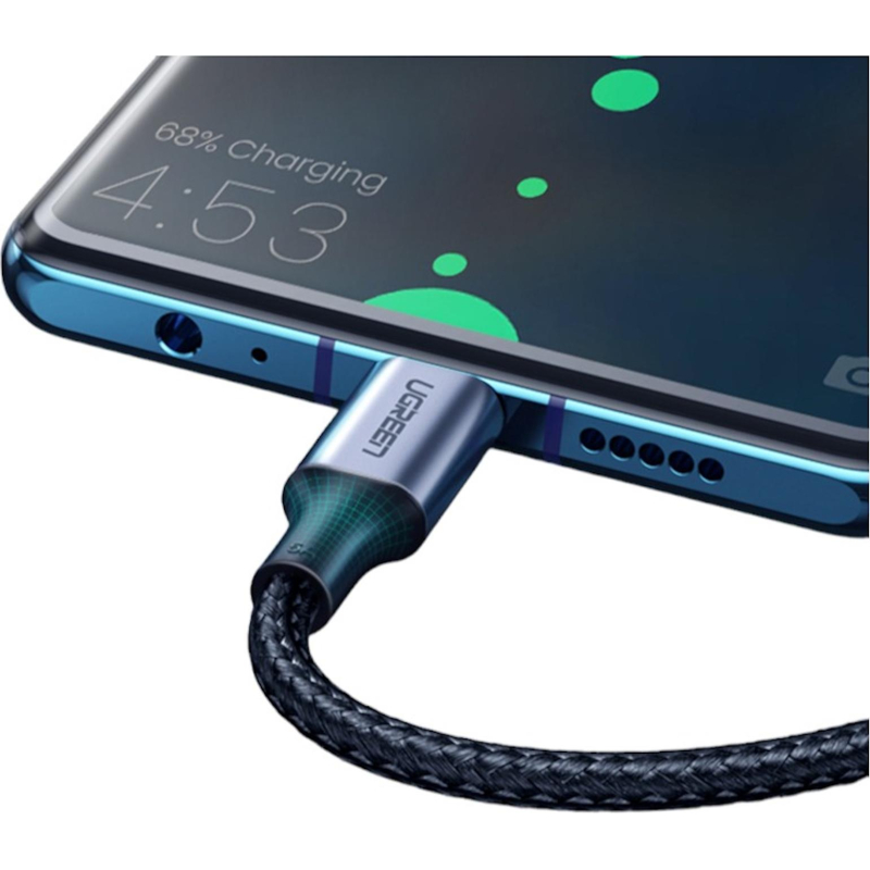 Кабель UGREEN USB C PD 100 Вт, в оплетке, черный. 1м (70427) - фото 3