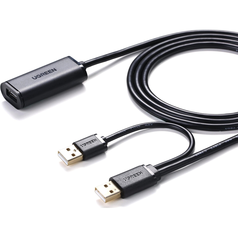 Удлинитель UGREEN US137 USB 2.0 Active, 5м, черный (20213) - фото 1