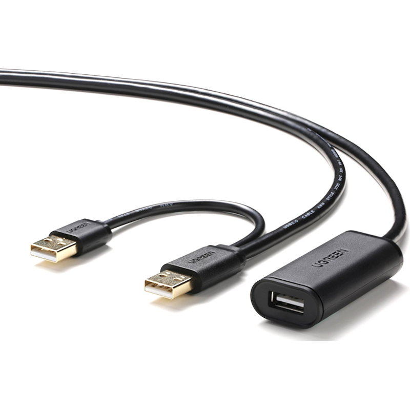 Удлинитель UGREEN US137 USB 2.0 Active, 5м, черный (20213) - фото 2