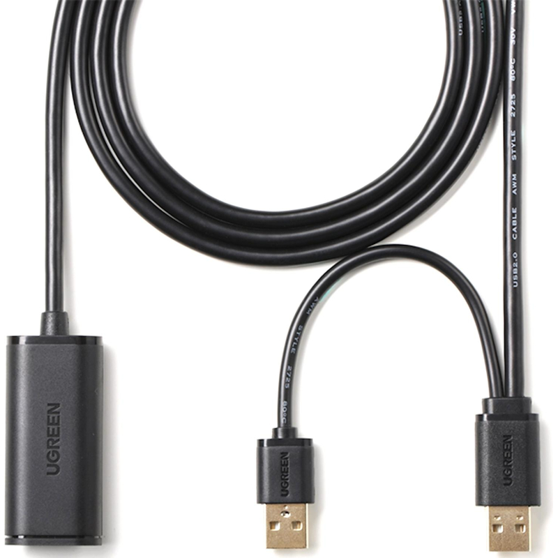 Удлинитель UGREEN US137 USB 2.0 Active, 5м, черный (20213) - фото 3