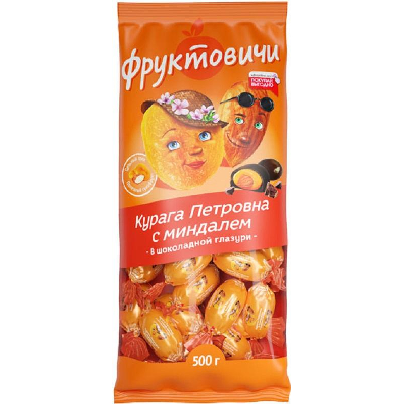 Конфеты Фруктовичи Курага Петровна с миндалем в темной шок.гл, 500 гр, 674 - фото 1