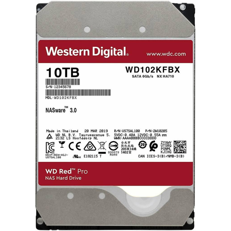 Жесткий диск Western Digital Red Pro 10TB, SATA, 7200rpm, 256MB(WD102KFBX) - фото 1