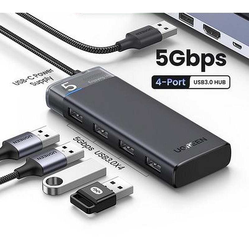 Разветвитель USB UGREEN CM653 (15548) 4-Port USB-A Hub, черный - фото 2