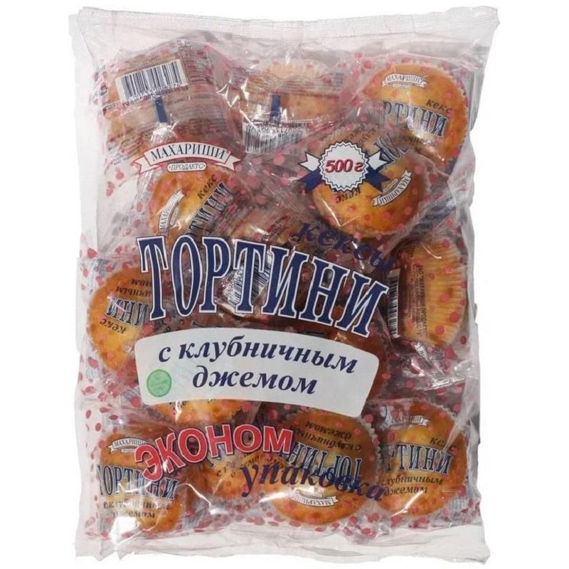 Кекс Махариши Тортини с клубничным джемом, 500гр - фото 1