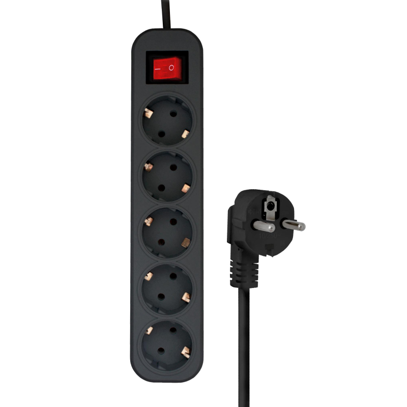 Сетевой фильтр PROGIX SF5PB7 (7м/5А/200Дж/черный) - фото 1