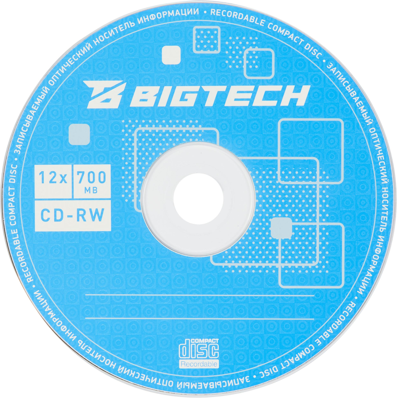 Носители информации Bigtech YCDRWB001 CD-RW/700 МБ/12x/50шт/уп cake box - фото 2