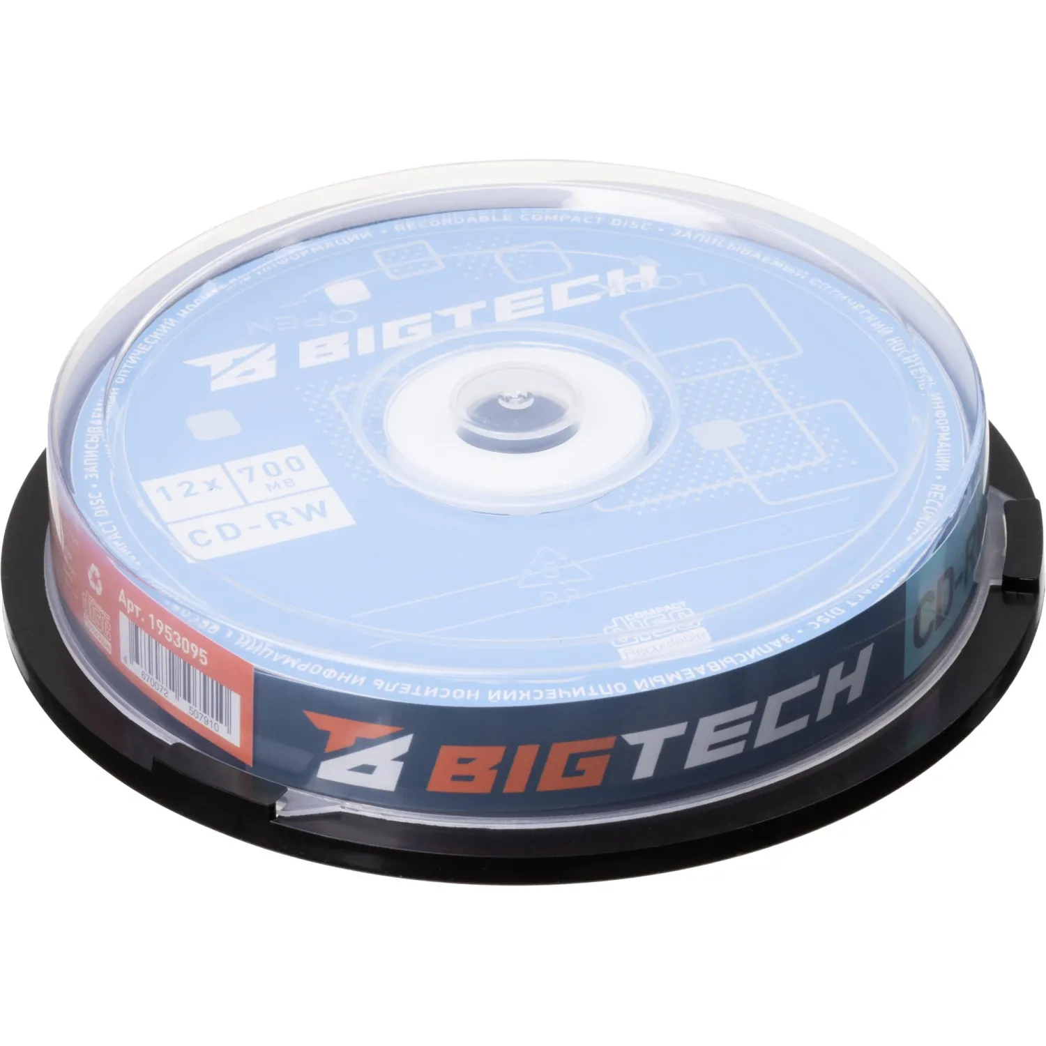 Носители информации Bigtech YCDRWB002 CD-RW/700 МБ/12x/10шт/уп (бокс) - фото 1