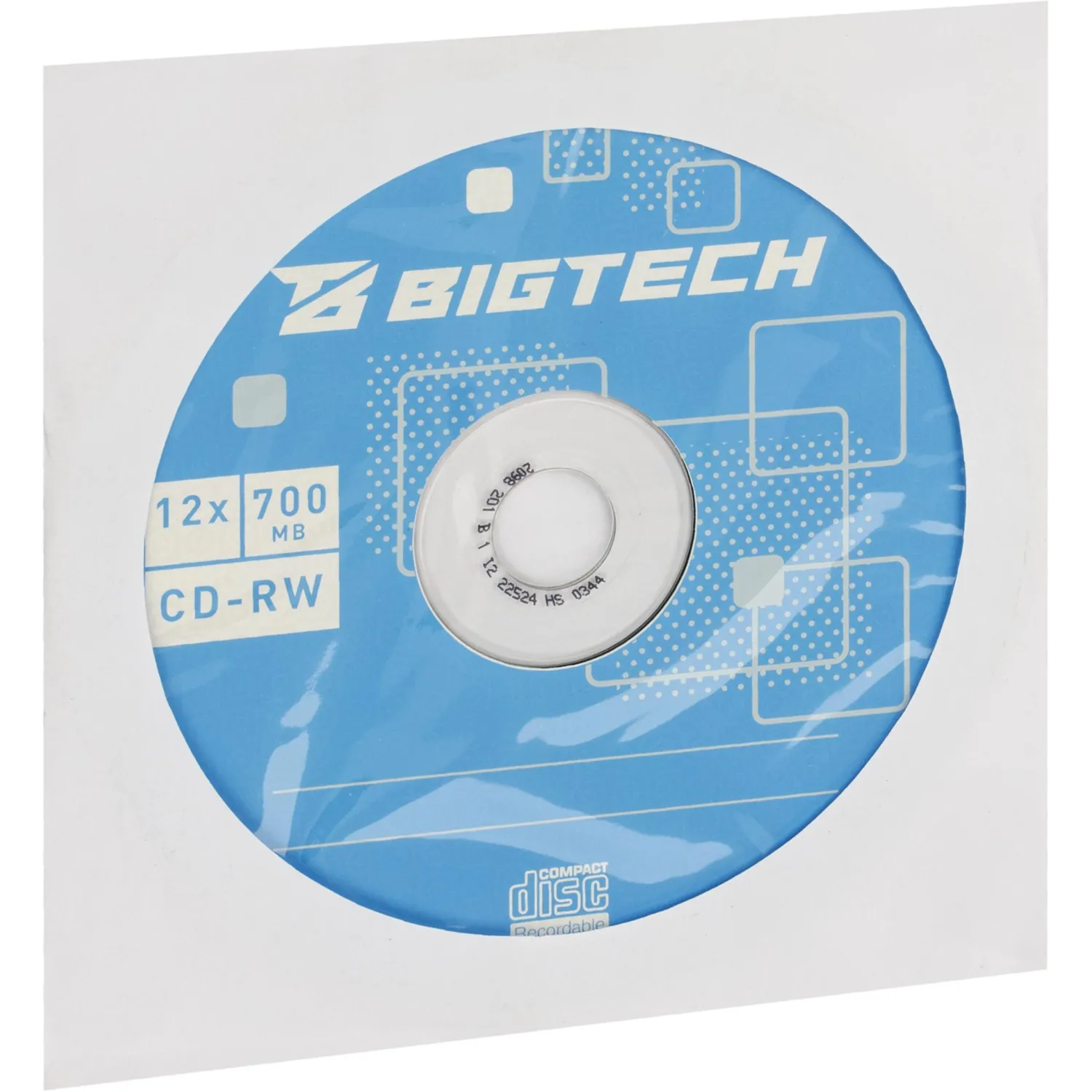 Носители информации Bigtech YCDRWB003 CD-RW/700МБ/12x/1шт конверт белый - фото 1