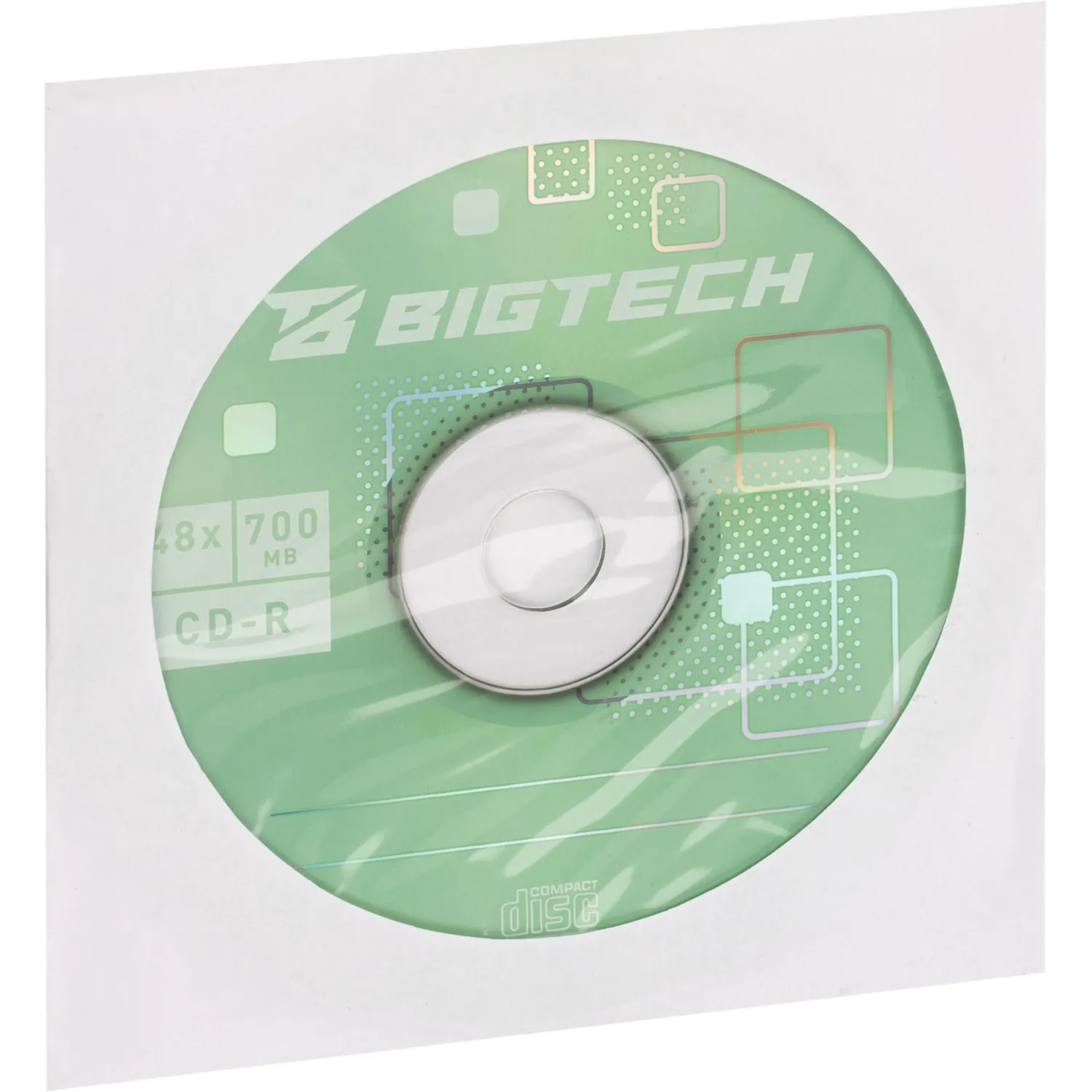 Носители информации Bigtech YCDRB005 CD-R 700 МБ/48х/1шт конверт белый - фото 1