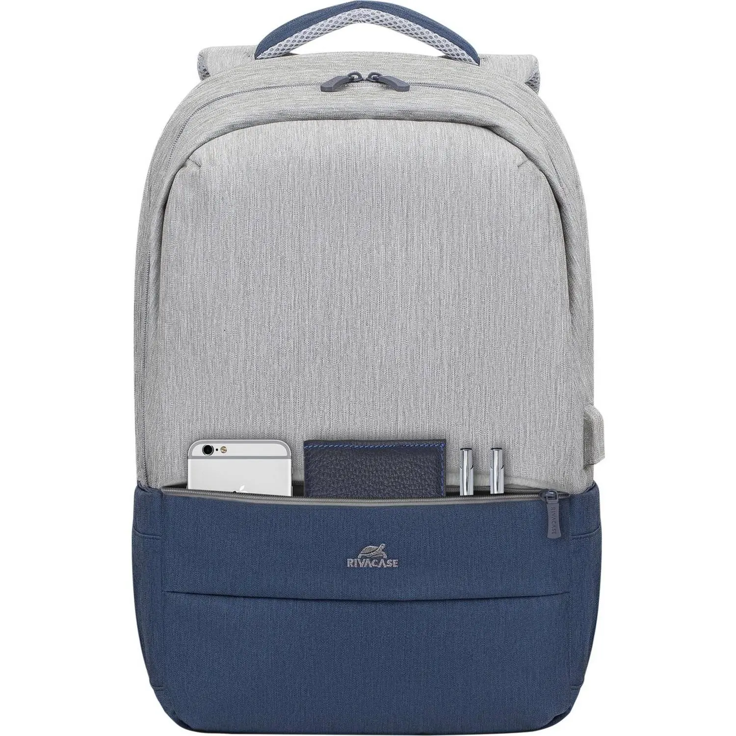Рюкзак для ноутбука RIVACASE 7567 grey/dark blue 17.3/6 - фото 13