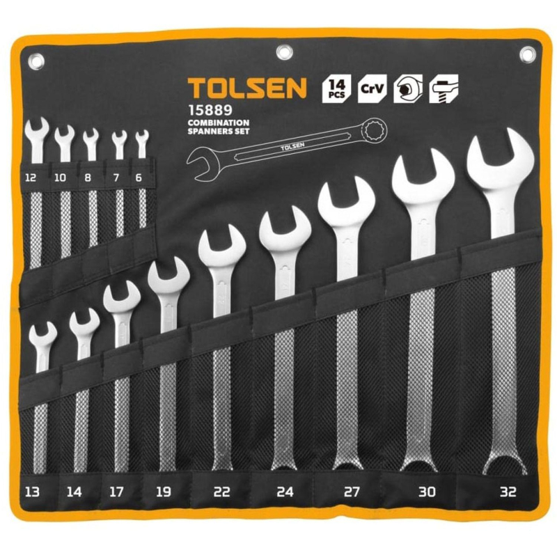 Набор ключей комбинированных, 6-32 мм, 14 предметов TOLSEN TT15889 - фото 1