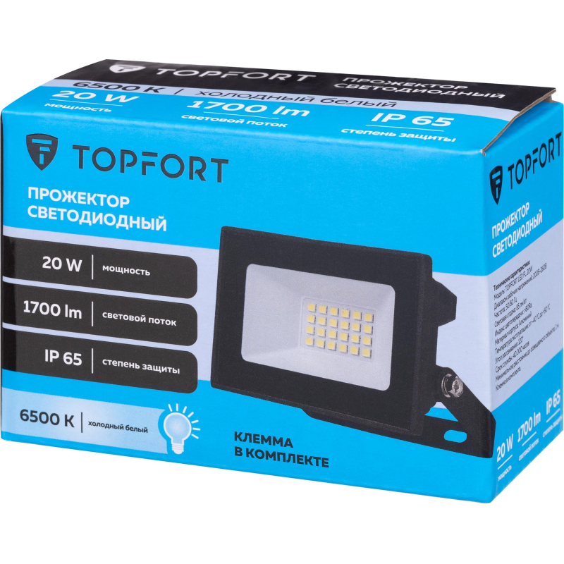 Прожектор светодиодный TOPFORT LED FL 20W 6500K 1700Лм IP65 - фото 7
