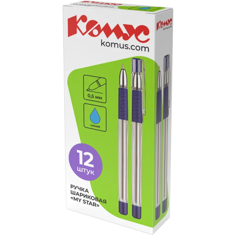 Ручка шариковая неавтомат. Комус My Star манжет,метал.клип 0,5мм, син - фото 6