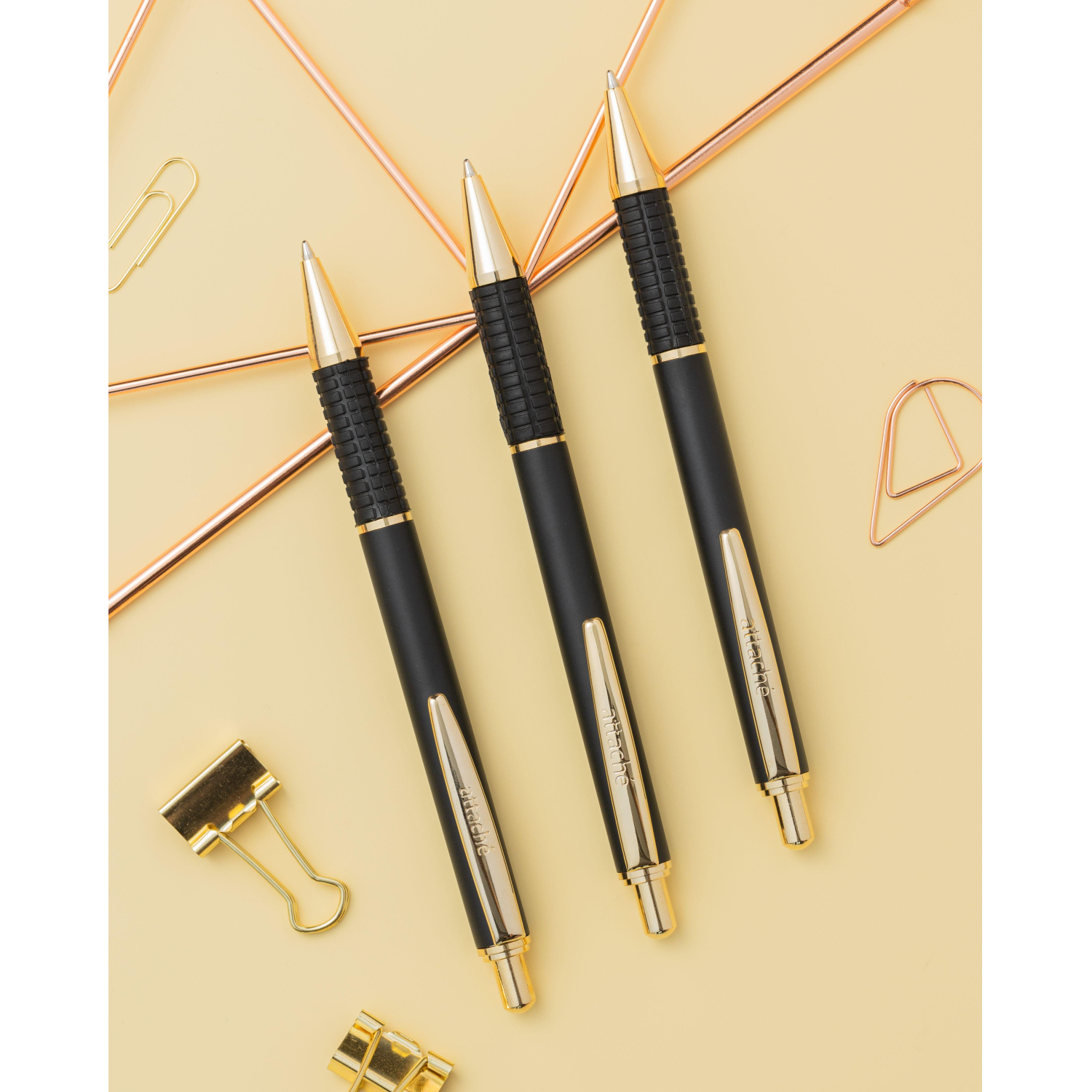 Ручка шариковая автомат. Attache G08BL метал.корп,черн GT, манж - фото 4