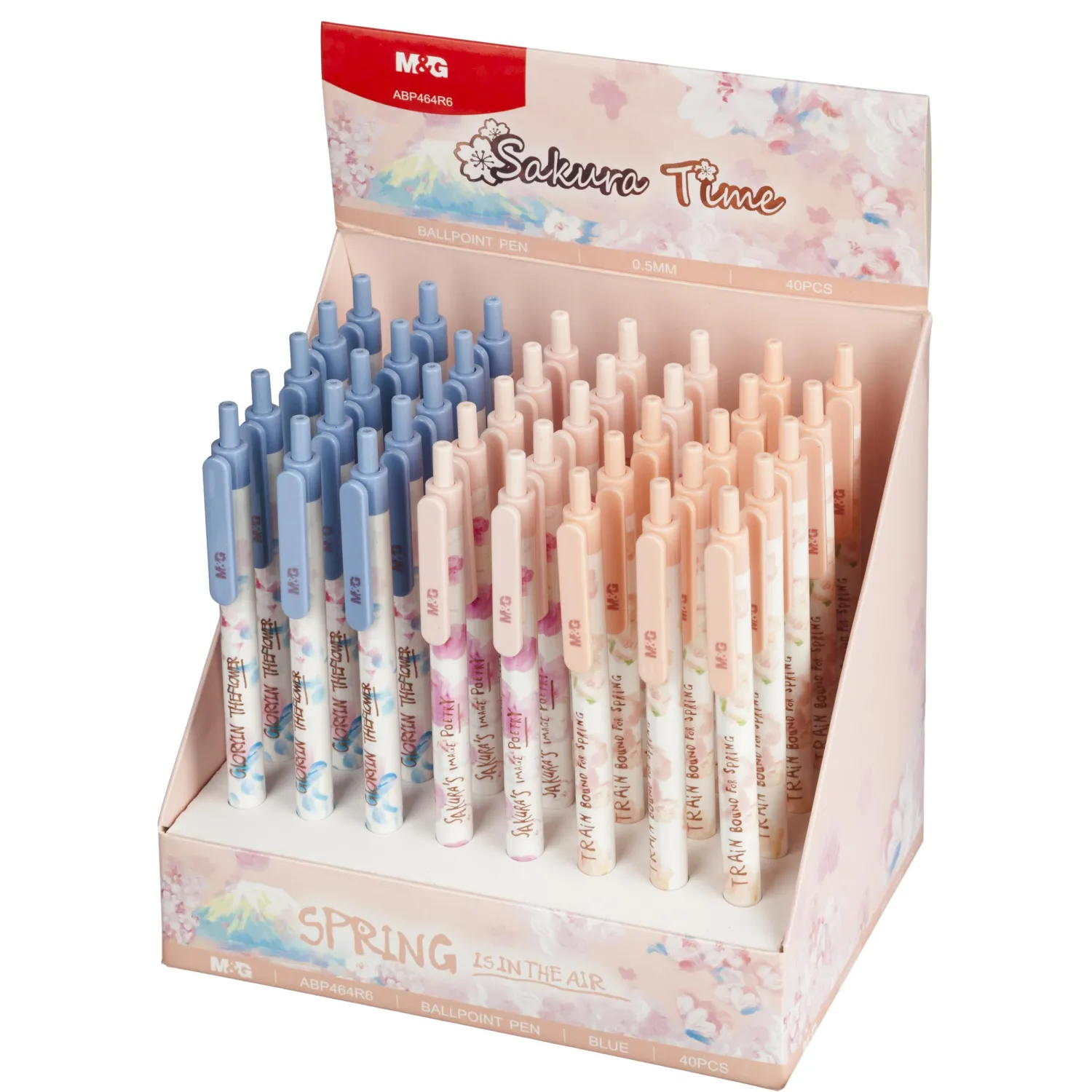 Ручка шариковая автоматическая M&G Sakura Time, д.ш.0,5мм,син,масл, ассорт - фото 9