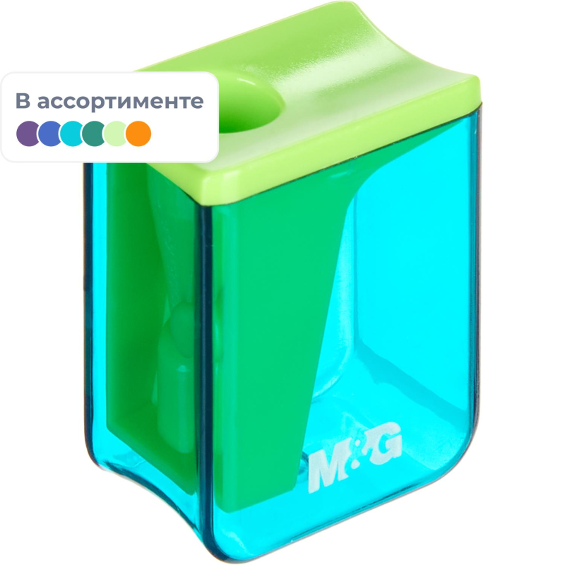 Точилка ручная M&G, 1 отв., контейнер, ассорти - фото 1