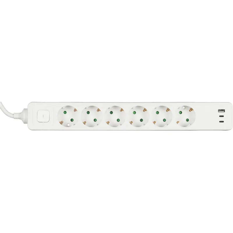 Сетевой фильтр BigTech CD6-1,4WU (6р/1,4м/USB-C/USB-A/16А/3680Вт белый) - фото 5