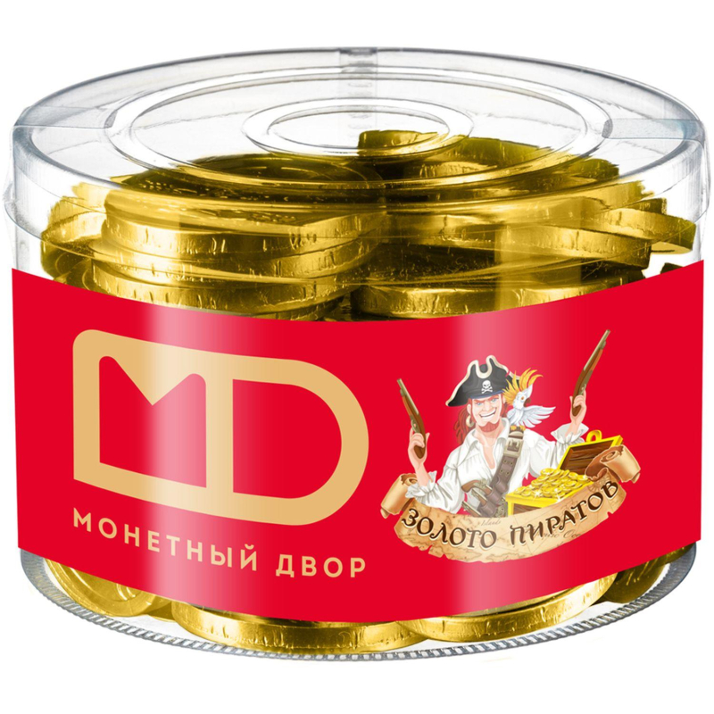 Шоколадная монета Золото Пиратов в банке в асс 6гх50шт/уп - фото 1