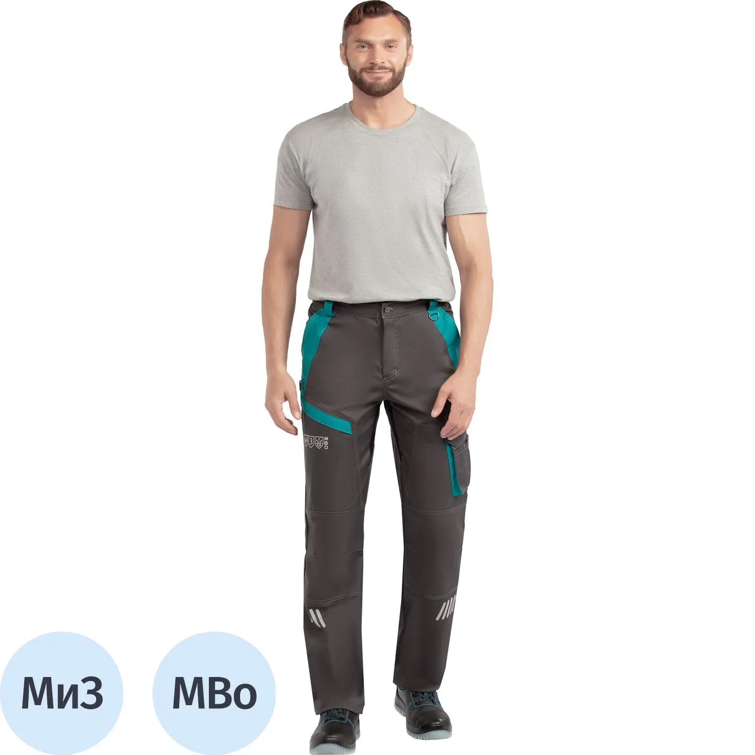 Брюки лет муж TOPFORT Алистер (л36) т.сер/бирюз 120-124/182-188 - фото 1